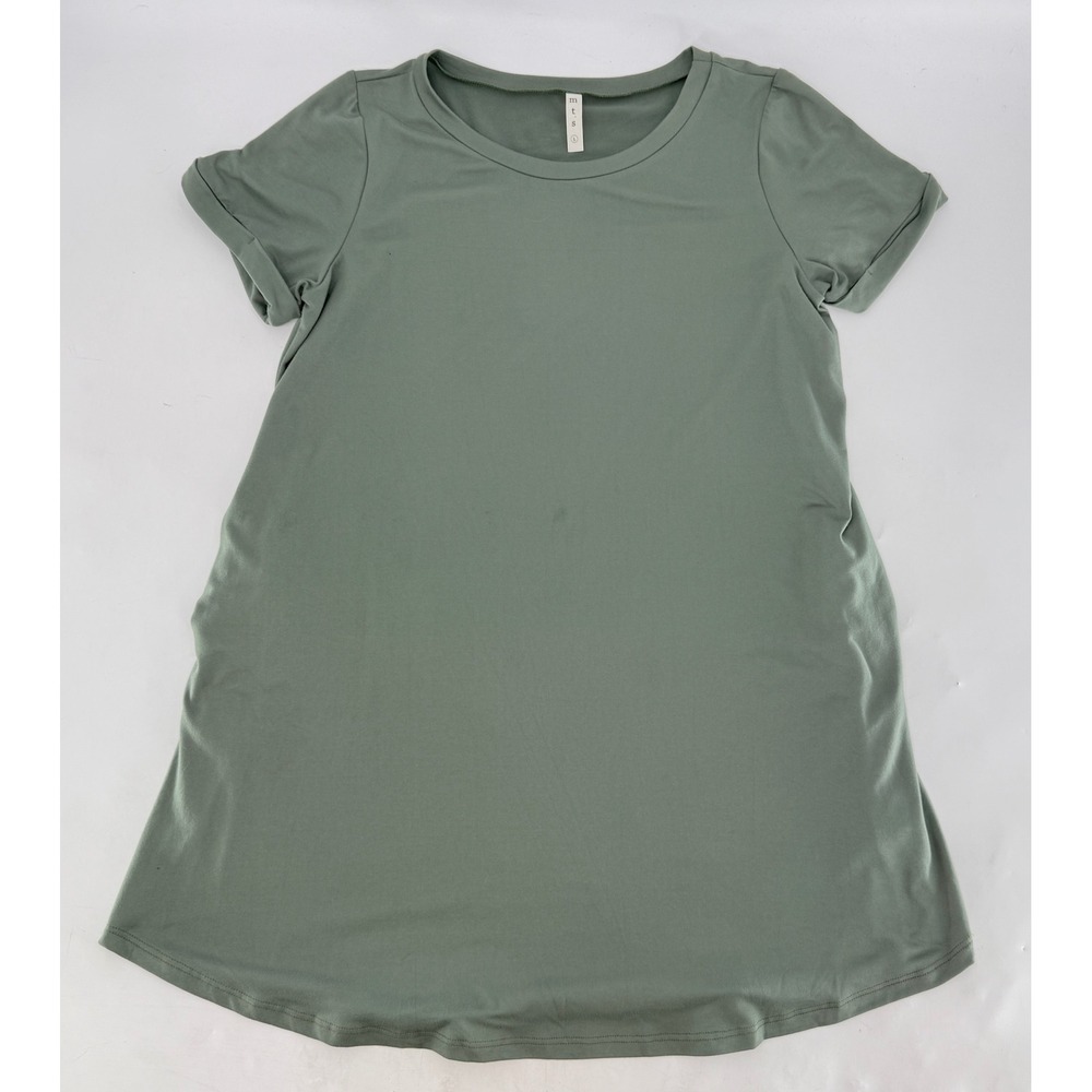 MTS Women's Green T-Shirt Dress Short Sleeve Size L Stretch Comfort Simple - Picture 8 of 11